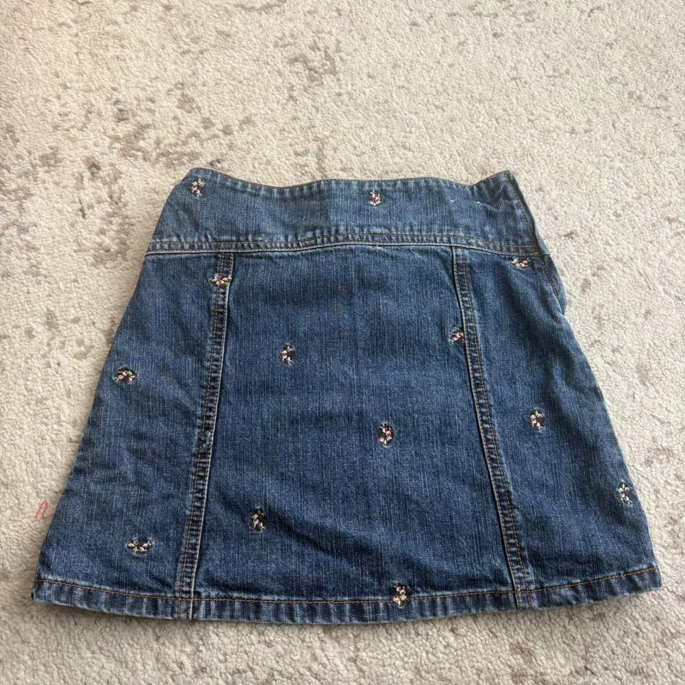 Gymboree Girls Denim Mini Skirt Floral‎ Embroidered Blue Cotton Size 6 Vintage